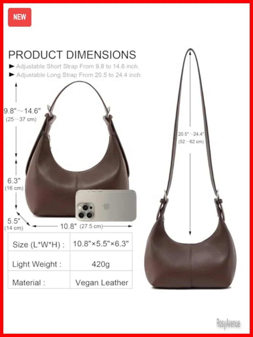 Soft Faux Leather Hobo Crescent Shoulder Crossbody Purse
